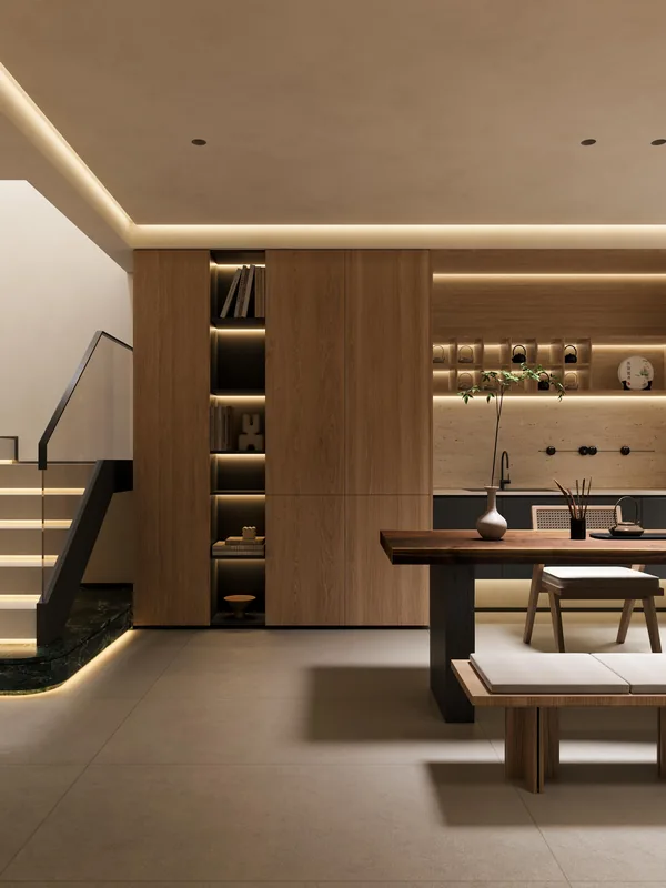 Custom living and study joinery