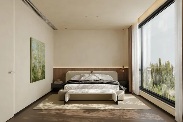Bedroom with integrated wardrobe